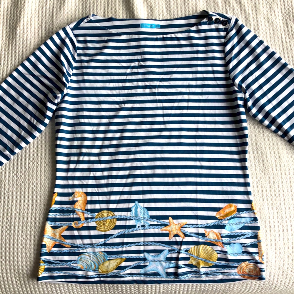 J McLaughlin Nautical Seashells Signature Tee, NWOT S
